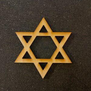 Star of David - laser wood shaped cut out - unfinished