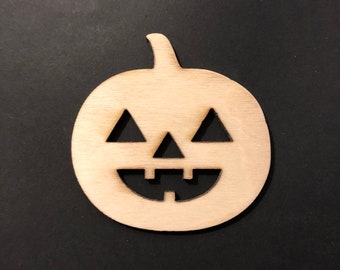 Jack o lantern laser wood shaped cut out - unfinished