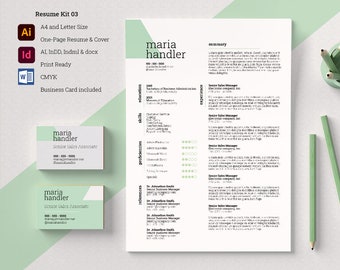 Career Starter Kit with Resume, Cover Letter and Business Card | Modern Design | Digital Download
