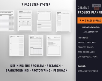 Creative Project Planner, Brainstorming & Task Scheduling (Digital Download)