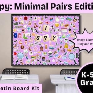 Minimal Pairs R & W Talljudvägg och Språkanslagstavla Jag Spionerar Tema
