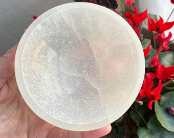 Selenite Polished Crystal Bowl Stone Holder: Third Eye & Crown Chakra Healing