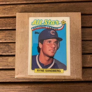 Honkbalkaart-onderzetter met Hall of Famer Chicago Cubs tweede honkman Ryne Sandberg