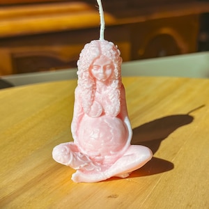 Pink Birth Goddess Candle | Labor Candle for Pregnant Moms | Natural Soy Wax | Rose & Sandalwood Scent | Birth Blessing Gift