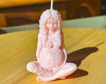 Pink Birth Goddess Candle | Labor Candle for Pregnant Moms | Natural Soy Wax | Rose & Sandalwood Scent | Birth Blessing Gift