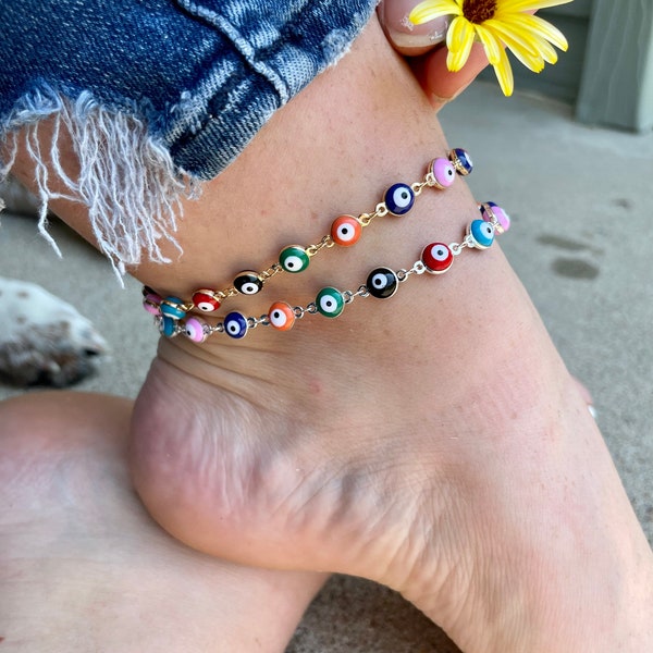 Evil Eye Anklet, Evil Eye Ring, Evil Eye, Evil Eye Ankle Bracelet, Evil Eye Bracelet, Silver Evil Eye, Gold Evil Eye, Evil Eye Jewelry