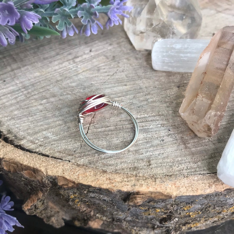 Simple Rings Gemstone Rings Ruby Ring Boho Rings Hippie Rings Wire Wrapped Ring Wire Rings Moonstone Rings Crystal Ring