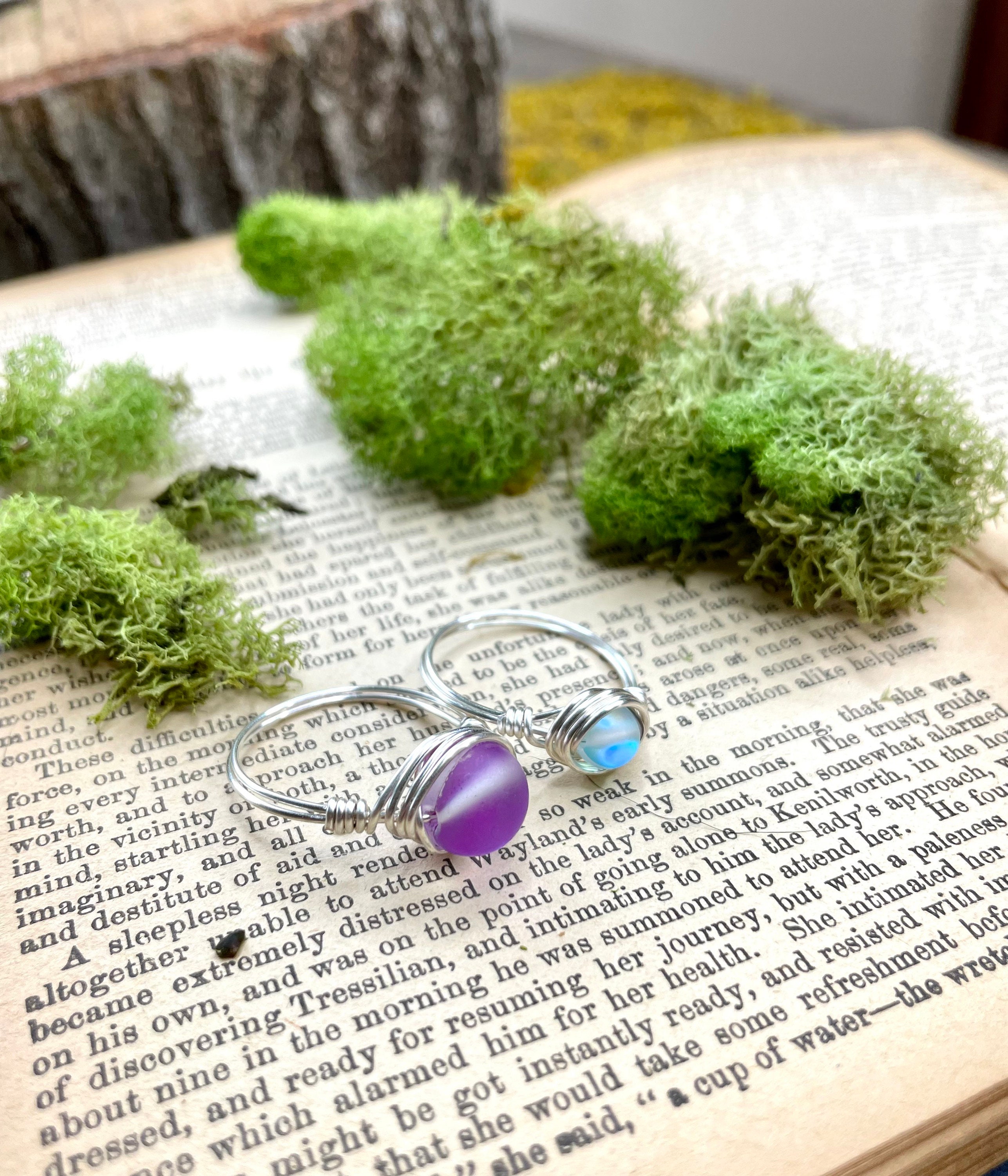 Aura Rings Set Aura Ring Iridescent Ring Wire Wrapped Ring Etsy