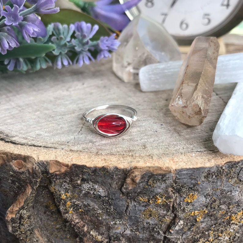 Simple Rings Gemstone Rings Ruby Ring Boho Rings Hippie Rings Wire Wrapped Ring Wire Rings Moonstone Rings Crystal Ring