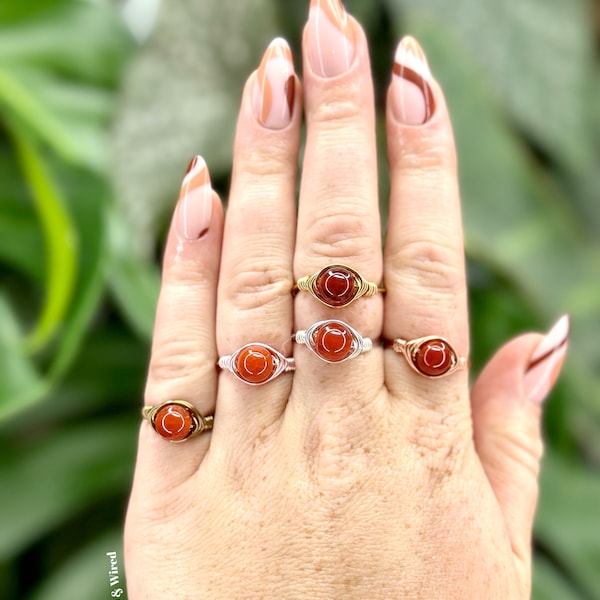 Red Agate Ring, Sterling Silver Red Agate Ring, 14k Gold Agate Ring, Genuine Red Agate Ring, Sterling Silver Agate Ring, Agate Ring