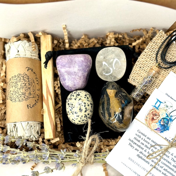 Kit de zodiaco de Géminis, caja de regalo del zodiaco de Géminis, regalo de astrología, caja de cristal de Géminis, caja de regalo de cumpleaños, caja de regalo de Géminis, regalo de cumpleaños de astrología