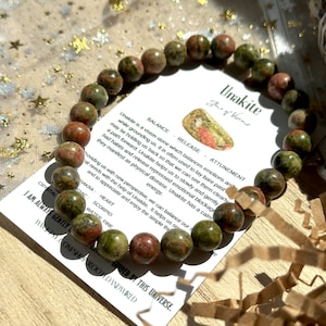 6 mm Unakite Round Stone Beads Woven Wax Cord Adjustable Bracelet, Fri –  ByMeMade