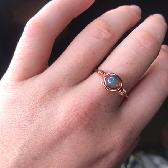 de zafiro anillo envuelto alambre anillos - Etsy España