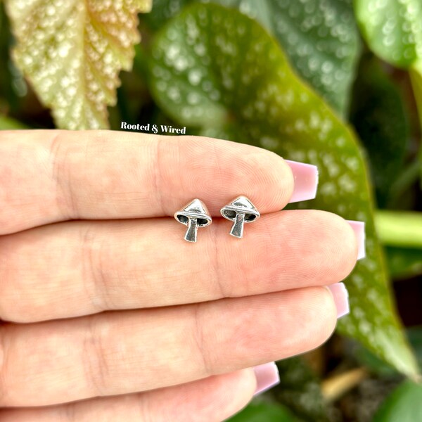 •MUSHROOM TRIO• recycled silver stud earrings