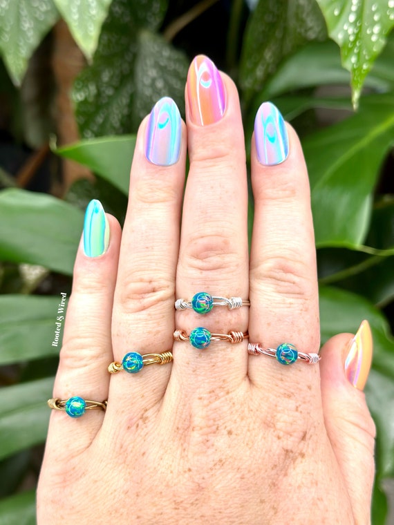 Opal Ring Sterling Silver Opal Ring Genuine Opal Ring 14k Gold