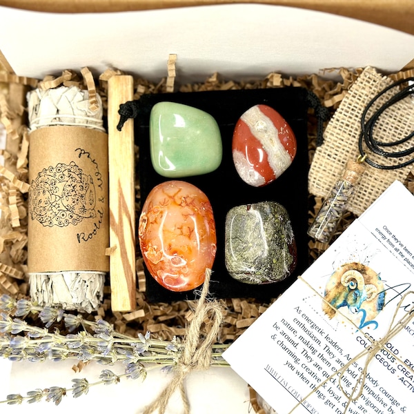 Aries Zodiac Kit, Aries Zodiac Gift Box, Astrology Gift, Aries Crystal Box, Birthday Gift Box, Aries Gift Box, Astrology Birthday Gift