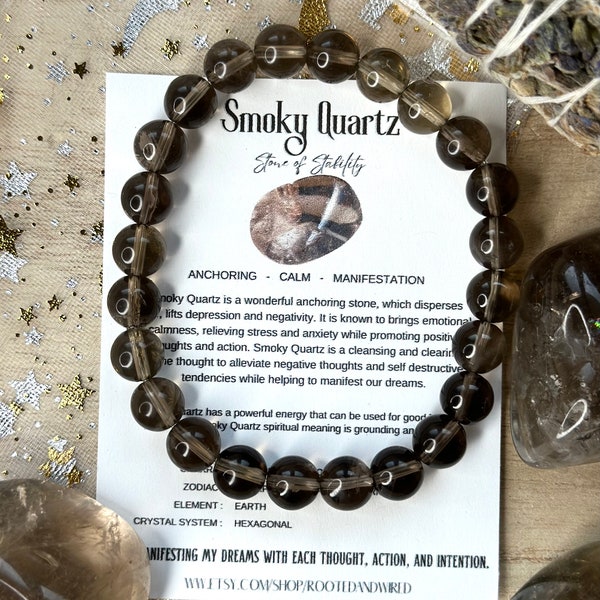 Smoky Quartz Bracelet, Genuine Smoky Quartz Bracelet, Genuine Crystal Bracelet, Crystal Bracelet, Quartz Crystal Bracelet, Quartz Jewelry