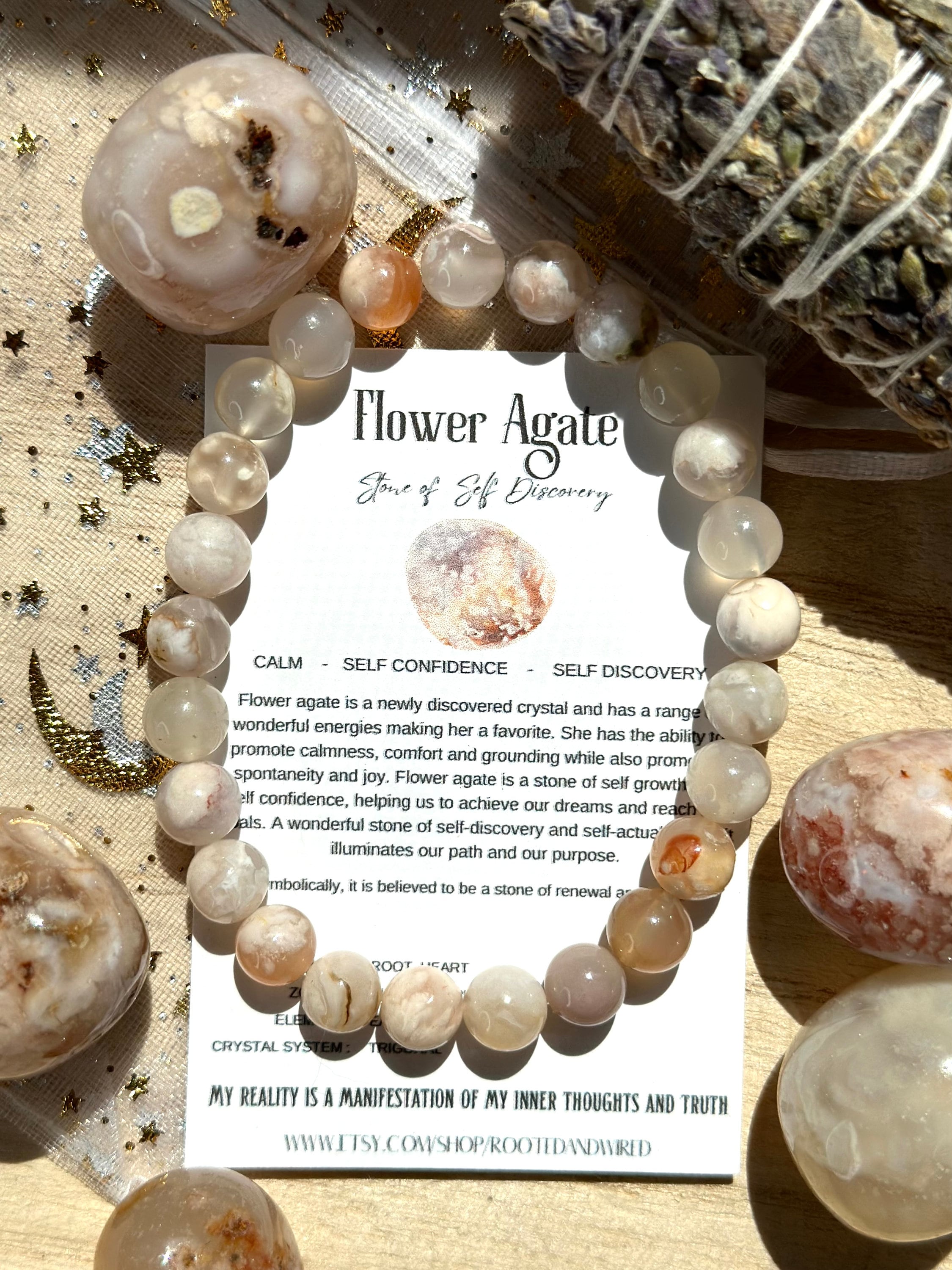Flower Agate Bracelet - Etsy