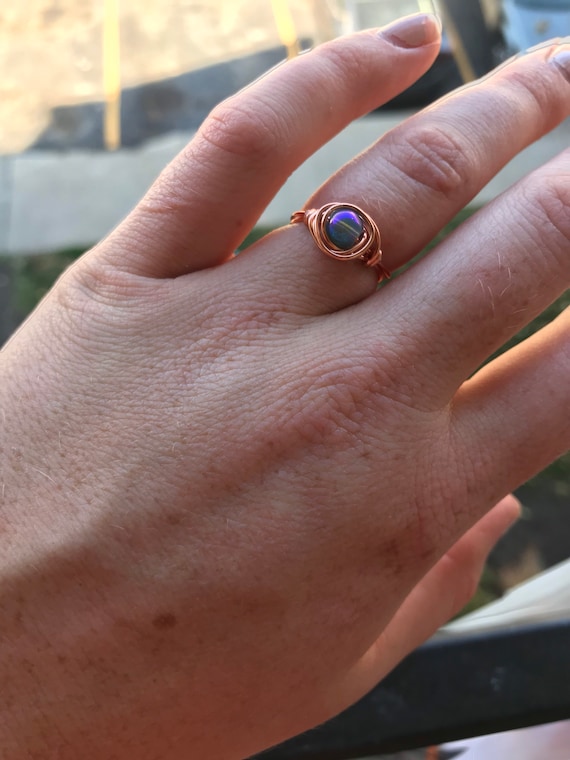 de zafiro anillo envuelto alambre anillos - Etsy España
