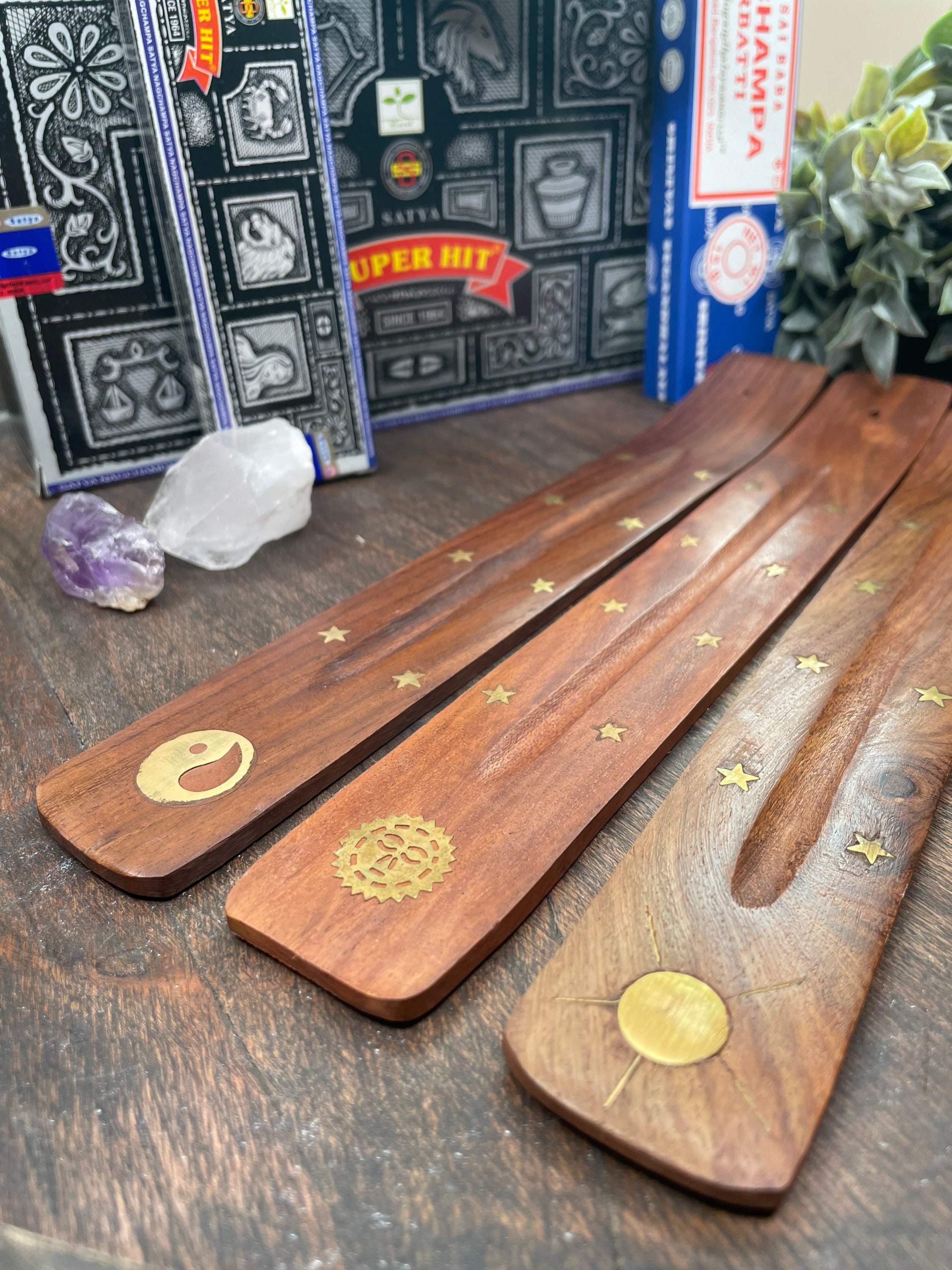 Wooden Incense Holder Wooden Incense Tray Moon Incense Etsy