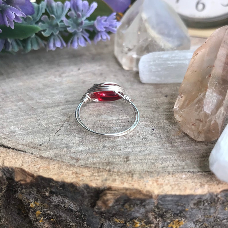 Simple Rings Gemstone Rings Ruby Ring Boho Rings Hippie Rings Wire Wrapped Ring Wire Rings Moonstone Rings Crystal Ring