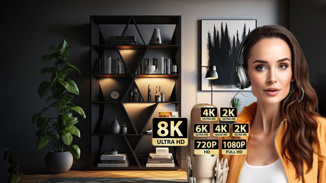 Digital Bookcase Background Backdrop for Content Creators Green Screen