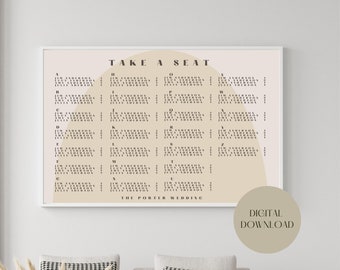 Seating Chart template, neutral arch seating chart template, instant download, custom wedding download