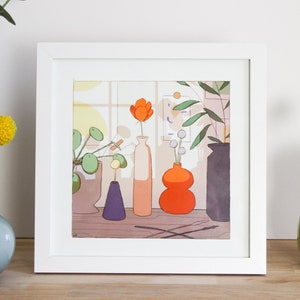 Sunset Blooms | 8x8 Art Print | Digital Art Print | Digital Drawing