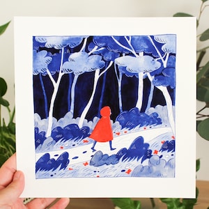Wood | 8x8 Art Print | Peachtober Print | Watercolor Painting