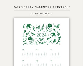 2024 Year Calendar Printable | A4 and Tabloid Size