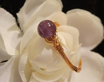 Amethyst golden wrapped ring