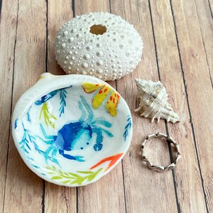 Handmade Seashell Ring Dish – Beach Jewelry Holder, Trinket Dish, Coastal Decor, Beach Wedding Gift, Boho Vanity Tray