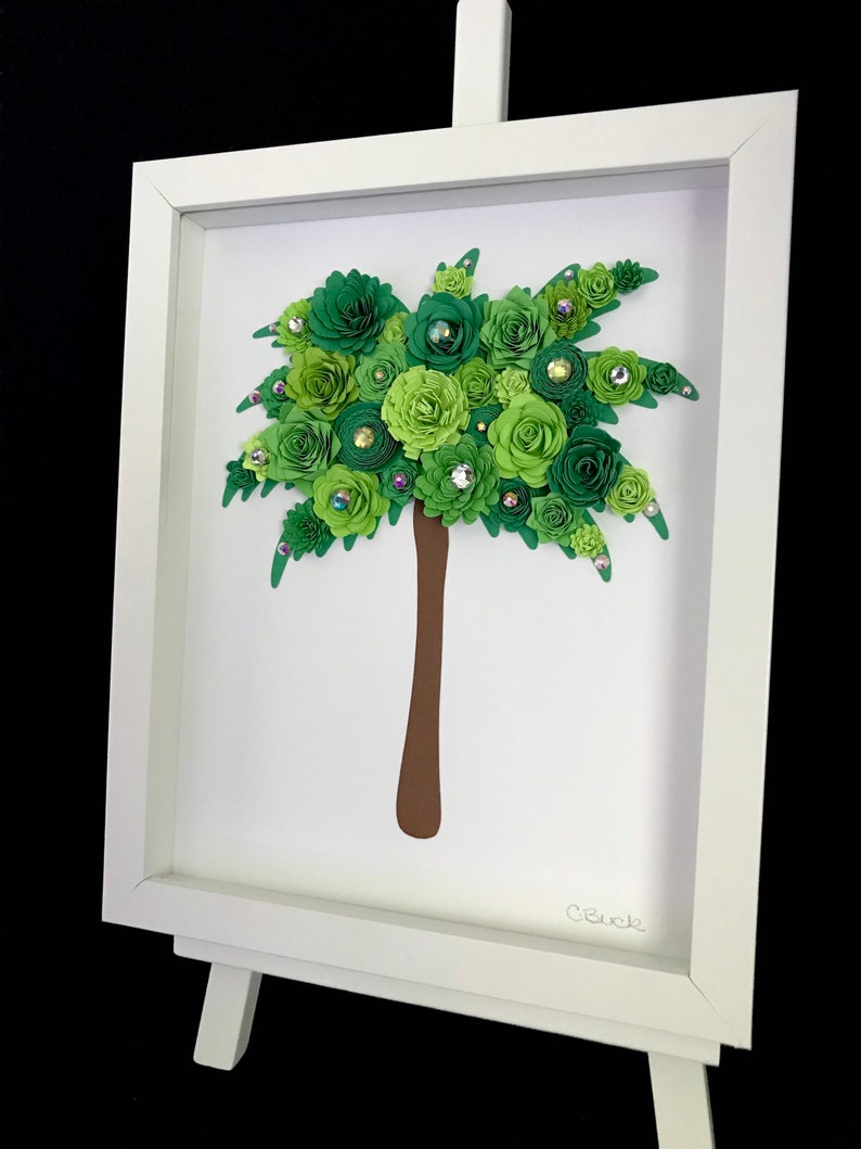 Wall Art 8\u201d x 10\u201d Paper Flower Palm Tree Shadow Box