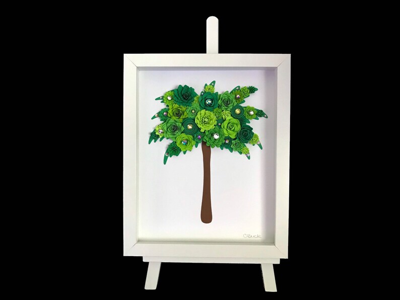 Wall Art 8\u201d x 10\u201d Paper Flower Palm Tree Shadow Box