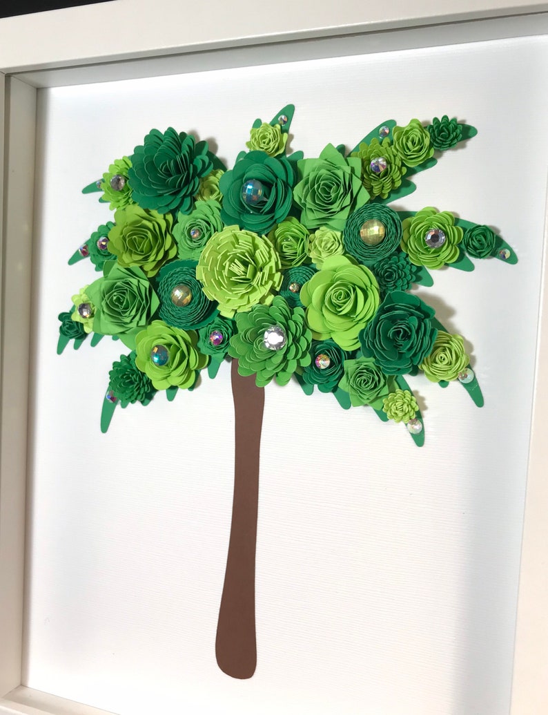 Wall Art 8\u201d x 10\u201d Paper Flower Palm Tree Shadow Box