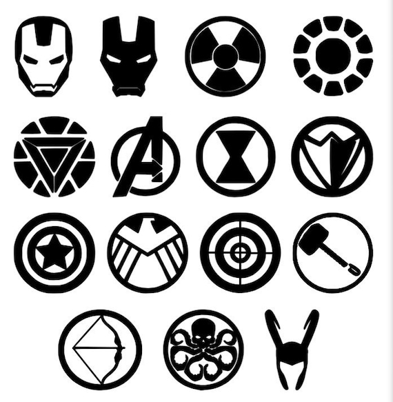 Marvel Inspired Silhouettes Shields Logos Vinyl sticker | Etsy
