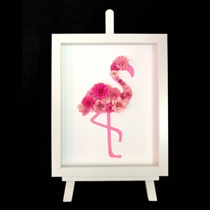 Pink Flamingo - Paper Flower Shadow Box  - Wall Art | 8” x 10” or 11” x 14”| Wall Decor