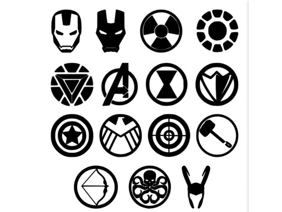 Marvel Inspired Silhouettes Shields Logos Vinyl Sticker Vinyl