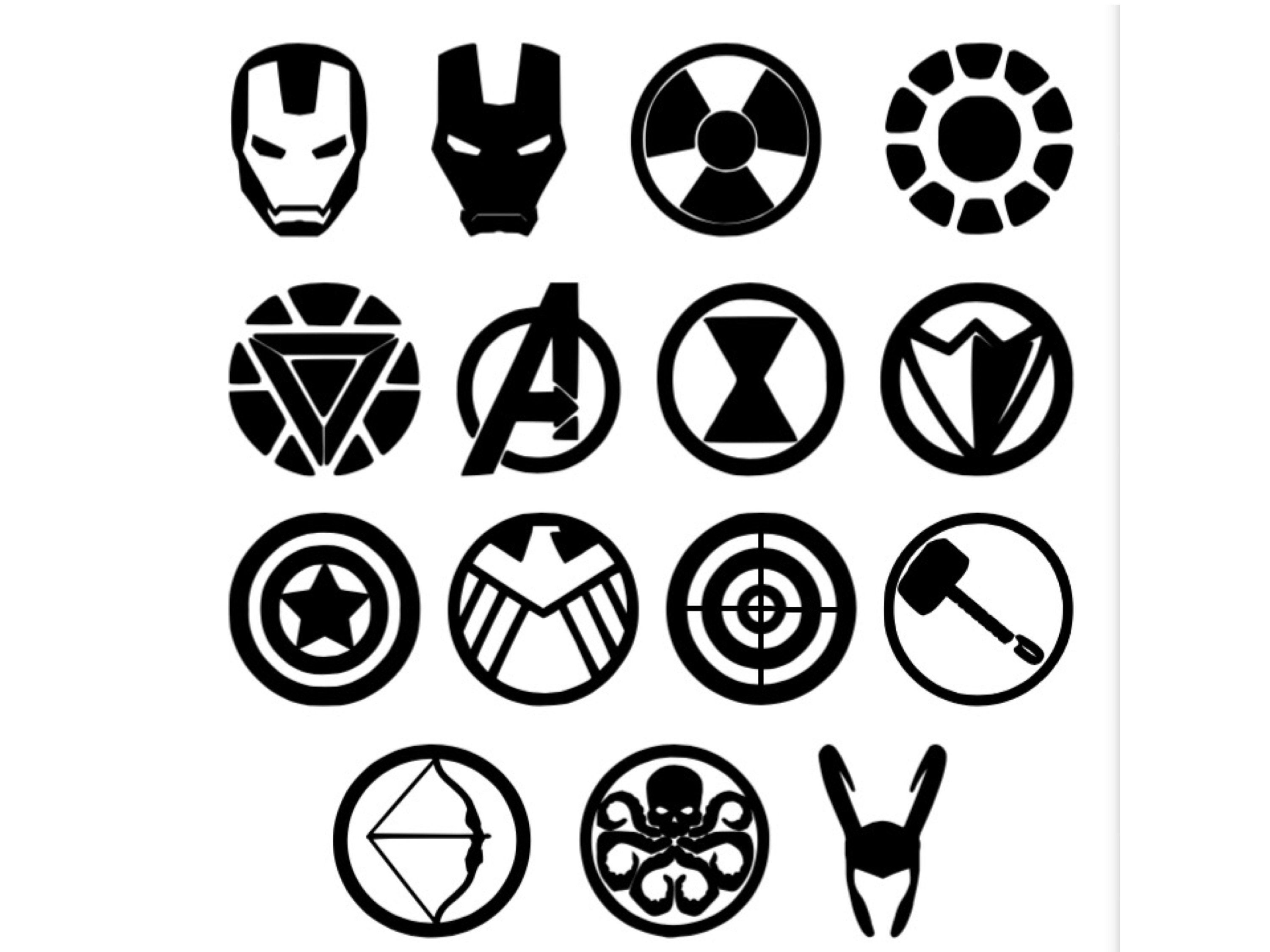 Silhouettes inspirées de Marvel Boucliers Logos Autocollant en