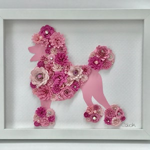 Poodle Paper Flower Shadow Box – Handmade Dog Wall Art
