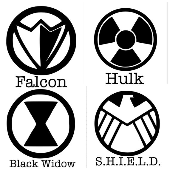 Silhouettes inspirées de Marvel Boucliers Logos Autocollant en