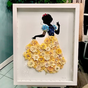Snow White - Paper Flower Princess Silhouette - Disney Inspired Shadow Box  - Wall Art| Wall Decor