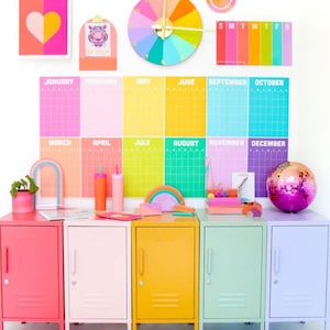 Rainbow Wall Calendar | Girly Office Calendar | Color Pop