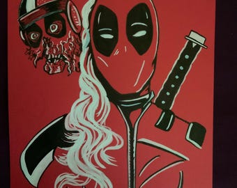 Deadpool y Wolverine: cabeza de Ladypool y una variante de Deadpool de su elección. Arte de tinta