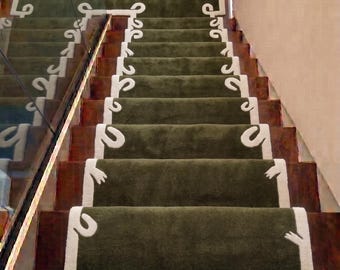 Irregular Shape Stair Runner Rug | Scandinavian Style Wool Hand Tufted Rug Carpet Runner | Hallway Custom Length Runner