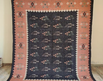 Tapetes de juta de lã tecidos à mão, tapetes multicoloridos, tapetes kilim, tapetes boho, tapetes kilim de juta de lã, tapetes para quarto e sala de estar