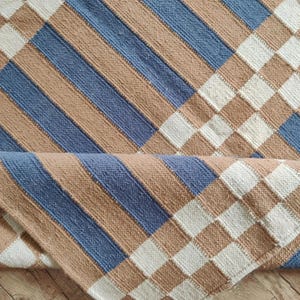 Striped and Checkered Modern Bedroom Rug for living room Bedroom, Indoor Flatweave Carpet, Handwoven 8X10, 9X12, 4X6, 6X9 FT Wool Rug