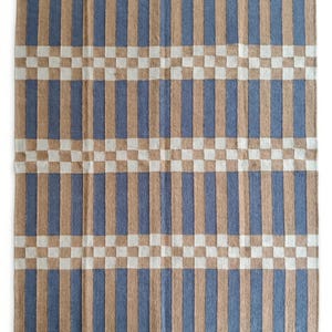 Striped and Checkered Modern Bedroom Rug for living room Bedroom, Indoor Flatweave Carpet, Handwoven 8X10, 9X12, 4X6, 6X9 FT Wool Rug