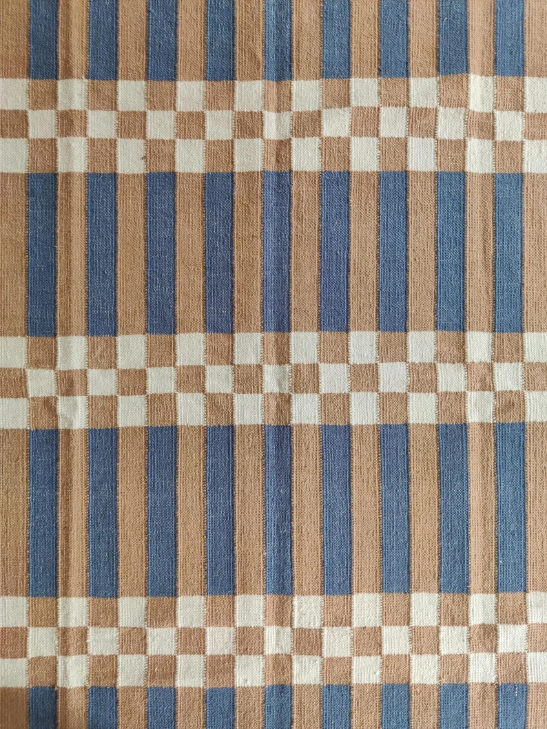 Striped and Checkered Modern Bedroom Rug for living room Bedroom, Indoor Flatweave Carpet, Handwoven 8X10, 9X12, 4X6, 6X9 FT Wool Rug