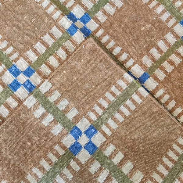 Tapis contemporain en laine à carreaux marron, tapis d'intérieur tissé à la main à plat pour le salon et la chambre à coucher, tapis moderne sur mesure 4 x 6, 6 x 9, 8 x 10, 9 x 12